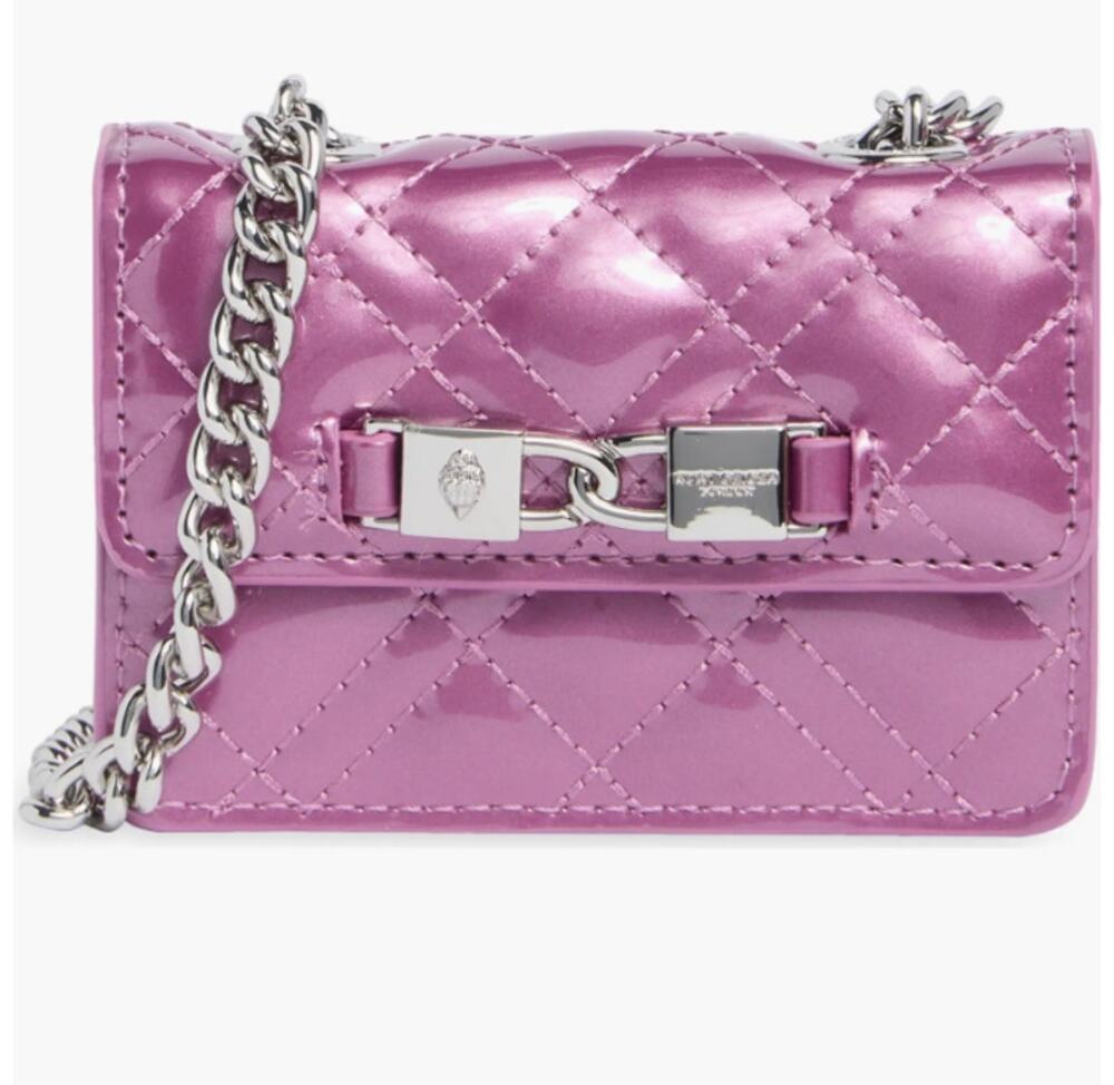 Kurt Geiger London Micro Brixton quilted Metallic Lavender NWT
